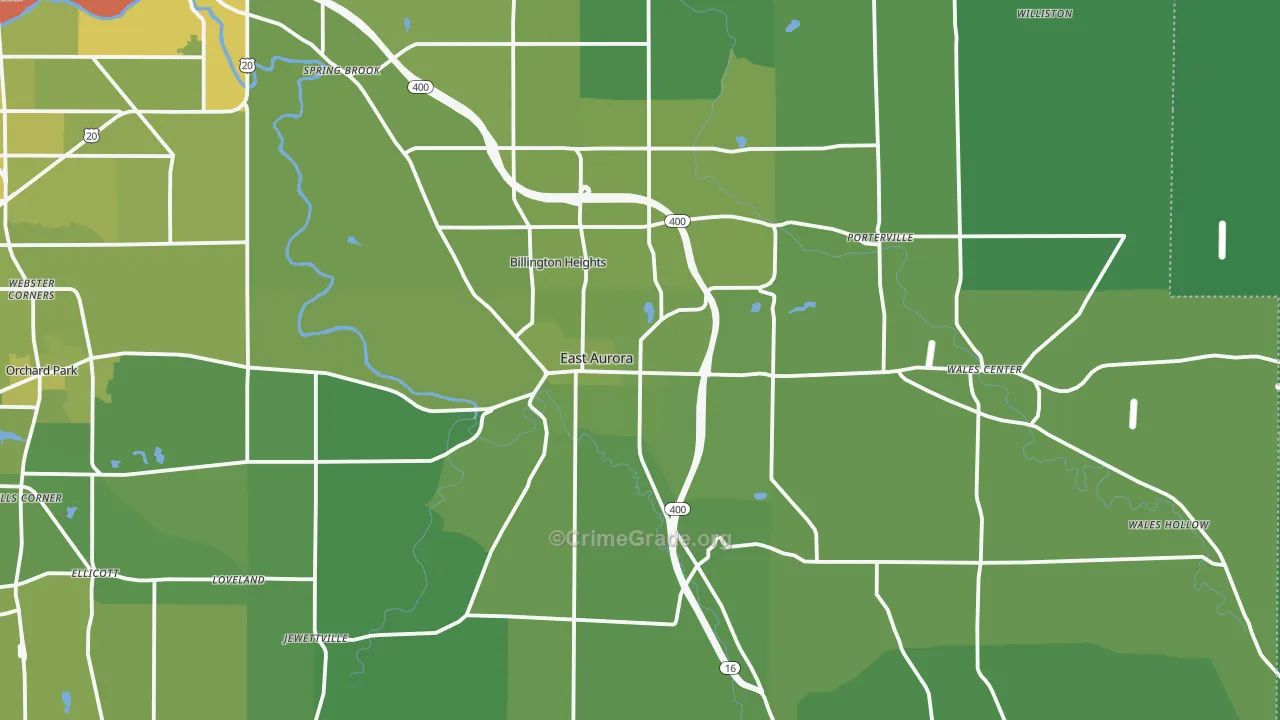 East Aurora, NY Map of Vehicle Theft Rates