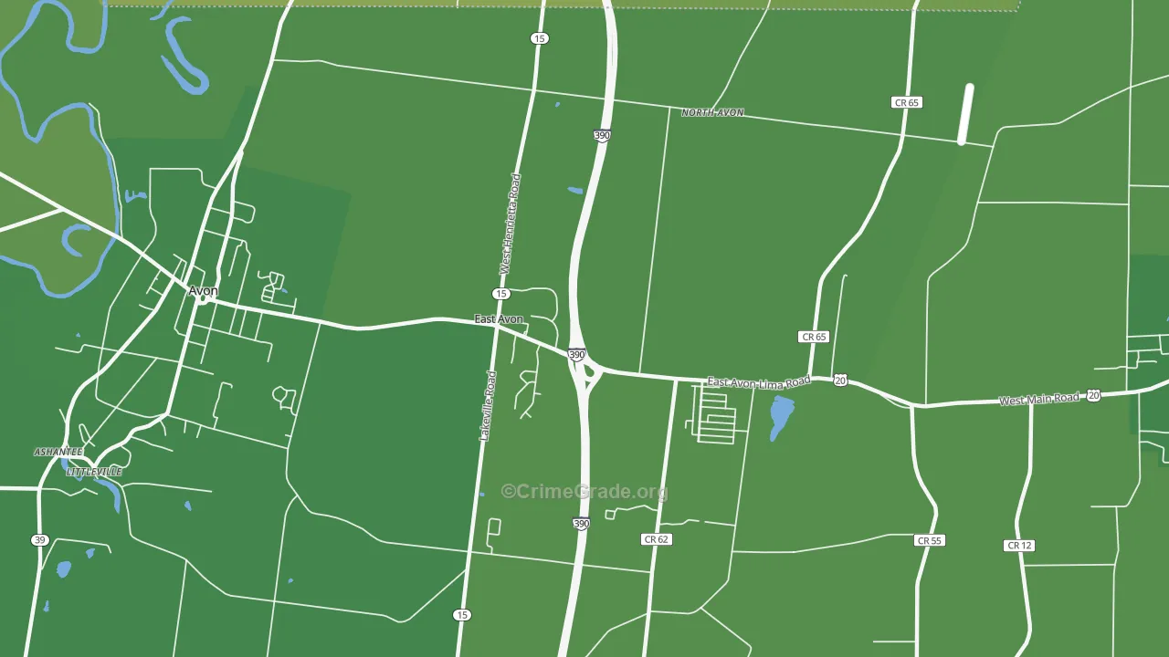 East Avon, NY Map of Vehicle Theft Rates