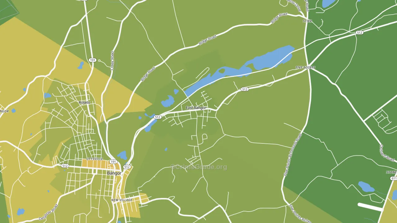 East Bangor, PA Map of Vehicle Theft Rates