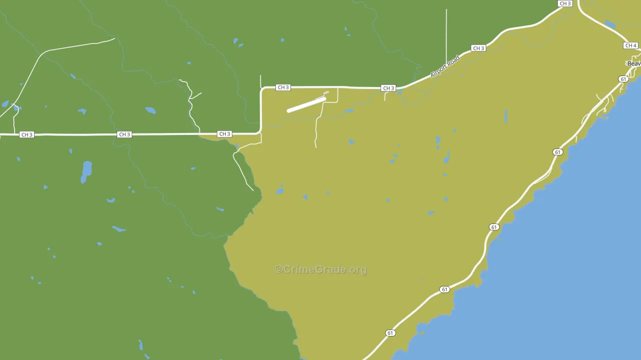 East Beaver Bay, MN Map of Vehicle Theft Rates