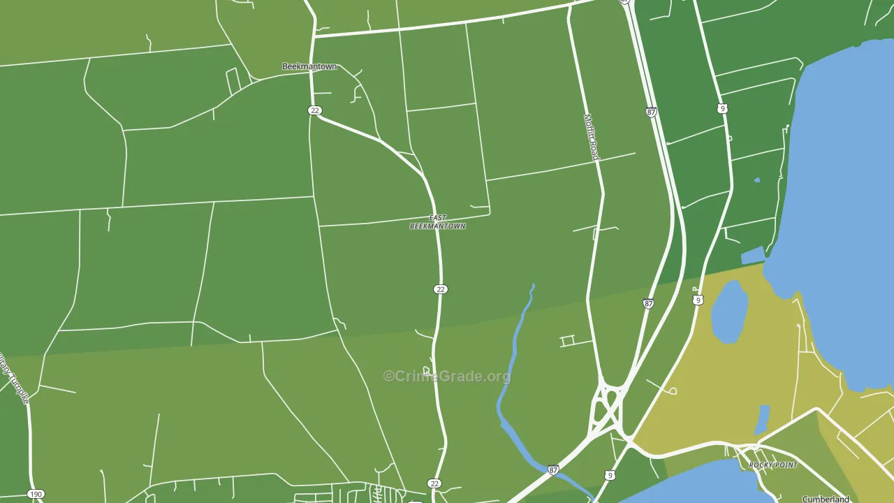 East Beekmantown, NY Map of Vehicle Theft Rates