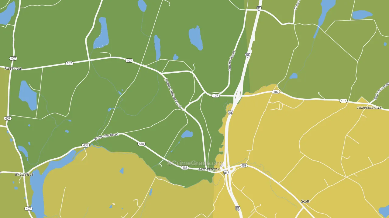 East Benton, PA Map of Vehicle Theft Rates