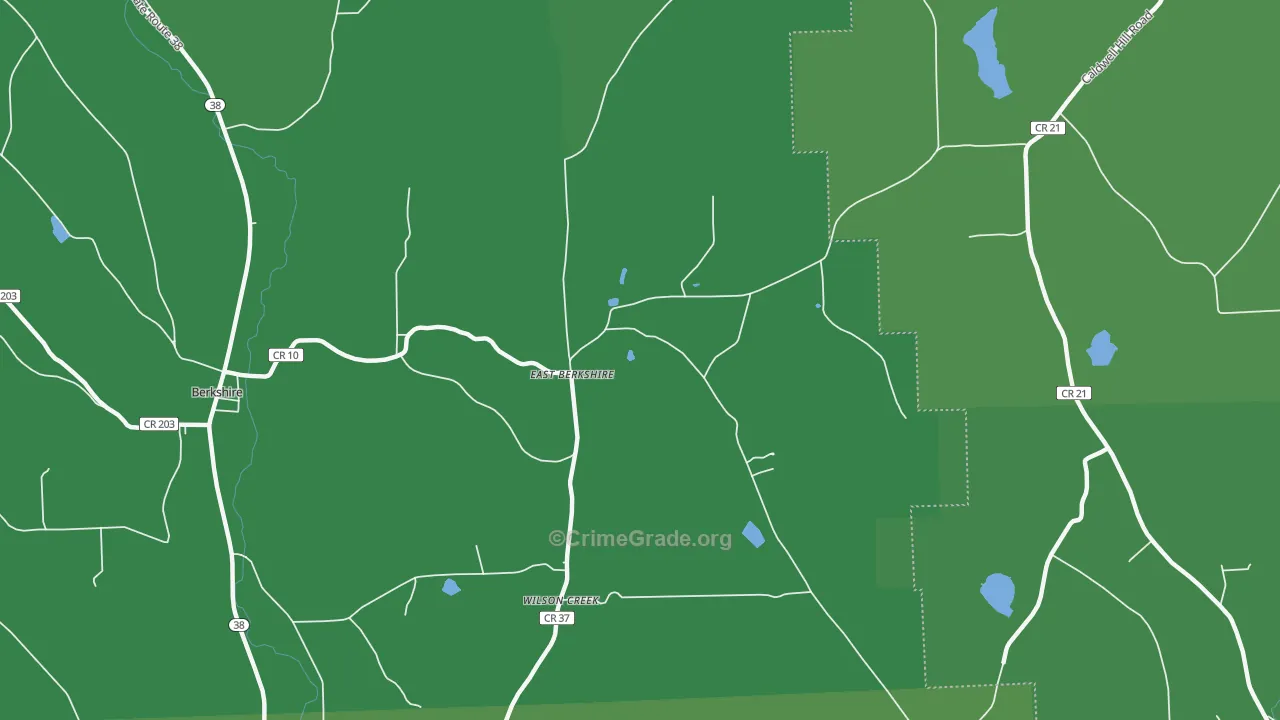 East Berkshire, NY Map of Vehicle Theft Rates