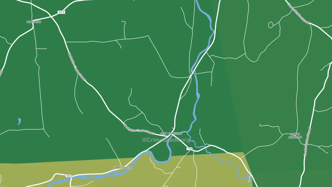 East Berkshire, VT Map of Vehicle Theft Rates