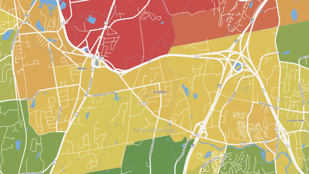 East Berlin, CT Map of Vehicle Theft Rates