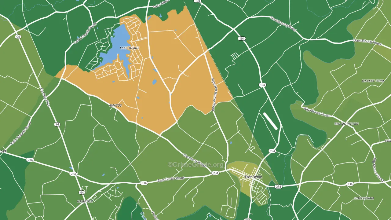 East Berlin, PA Map of Vehicle Theft Rates
