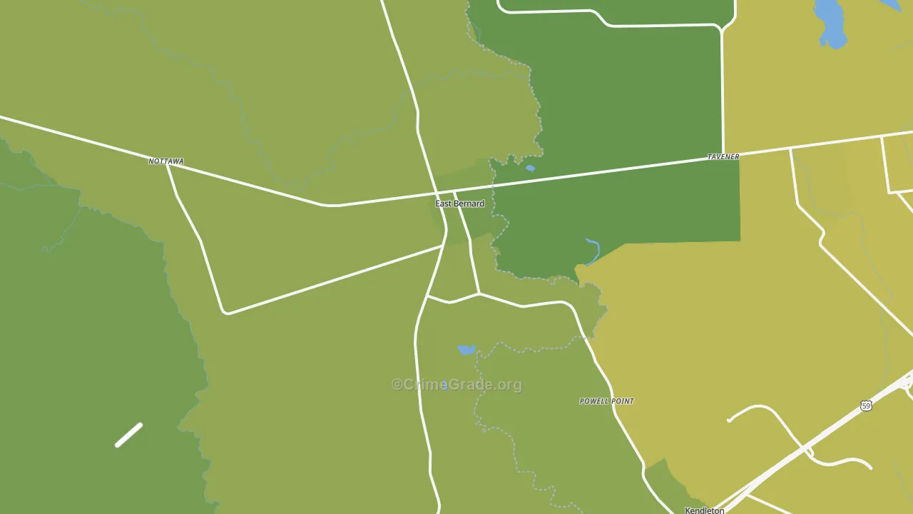 East Bernard, TX Map of Vehicle Theft Rates