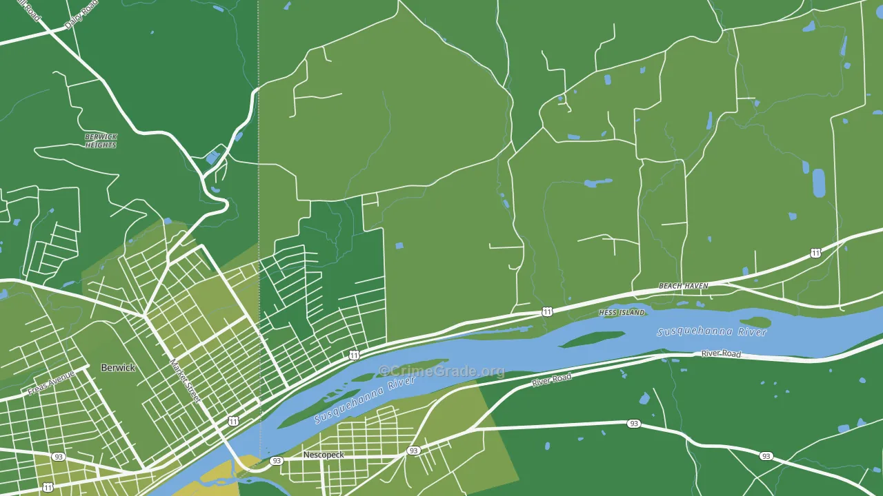 East Berwick, PA Map of Vehicle Theft Rates