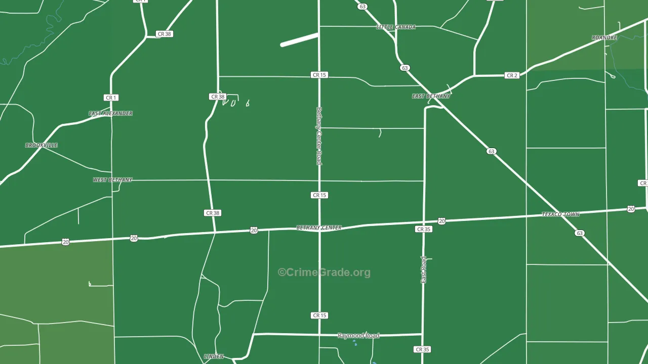 East Bethany, NY Map of Vehicle Theft Rates