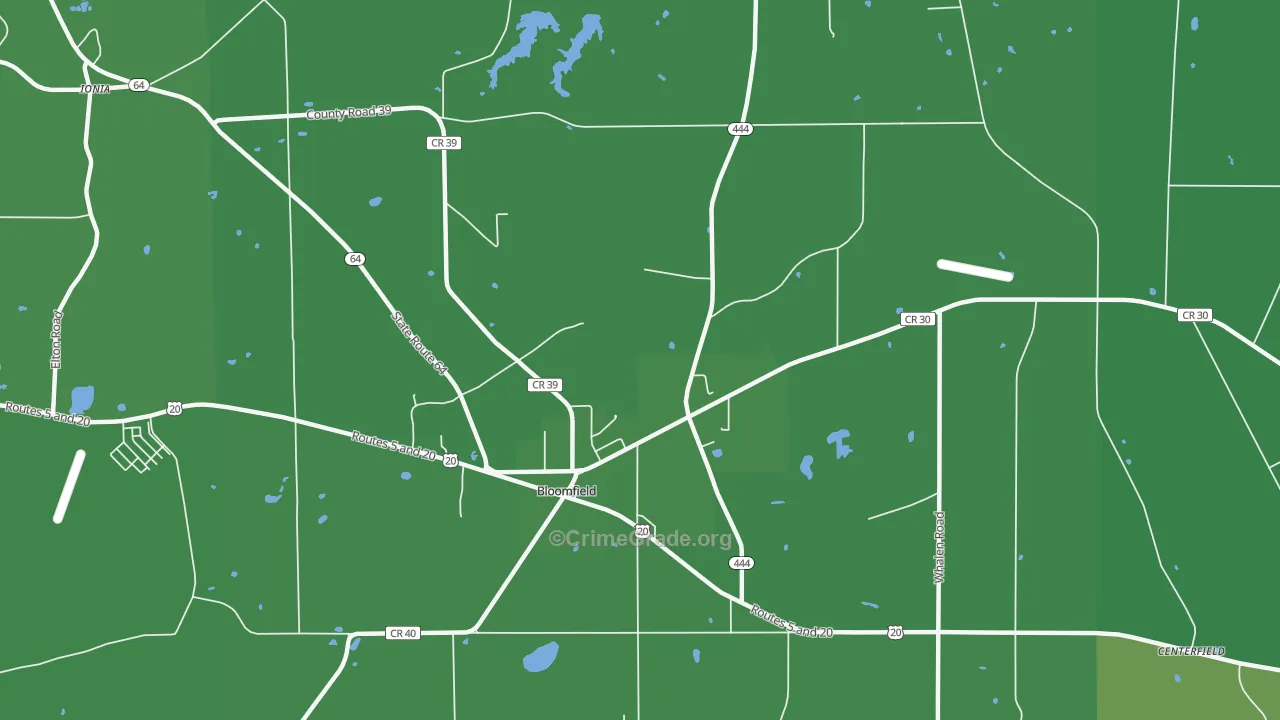 East Bloomfield, NY Map of Vehicle Theft Rates