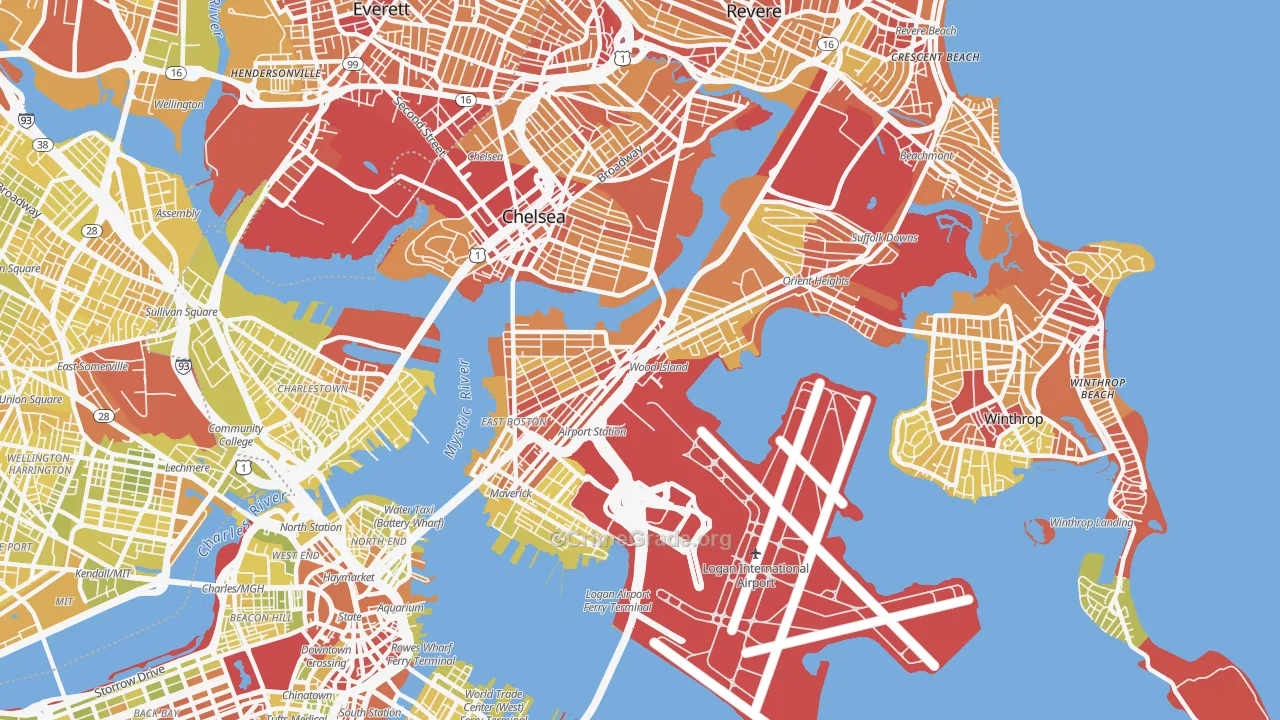 East Boston, Boston, MA Map of Vehicle Theft Rates