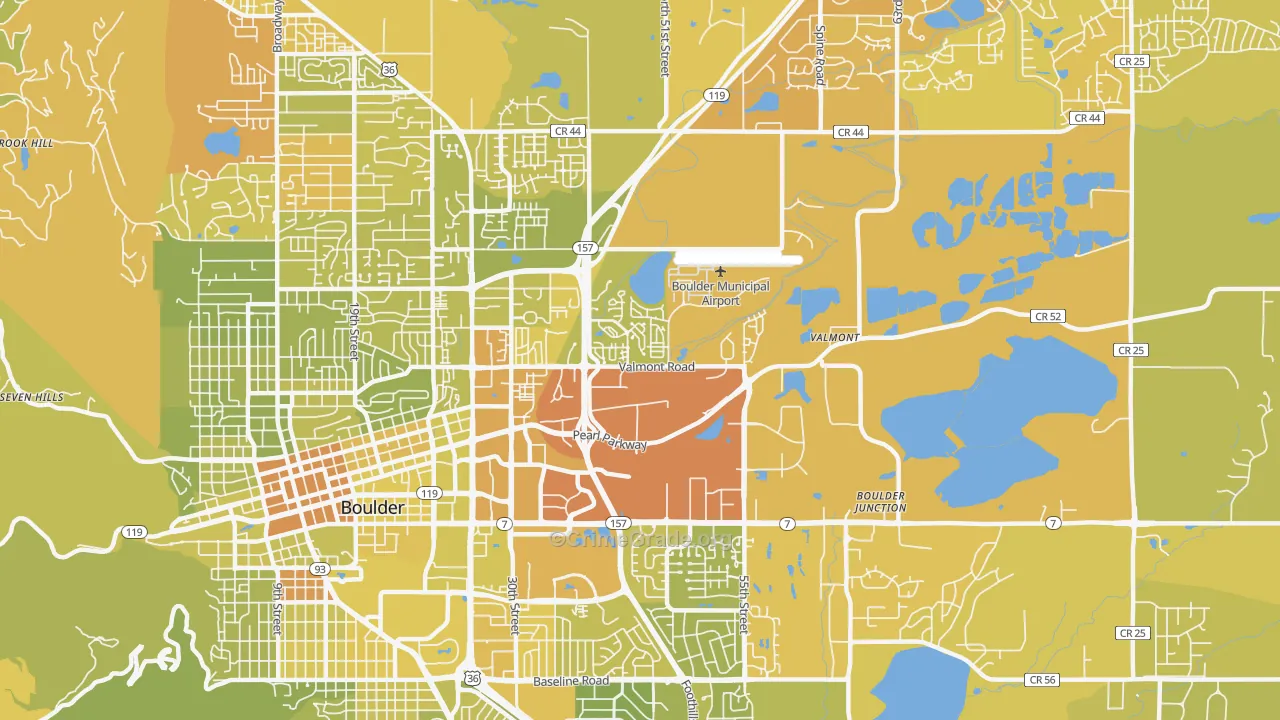 East Boulder, Boulder, CO Map of Vehicle Theft Rates