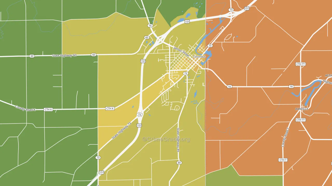 East Bristol, WI Map of Vehicle Theft Rates