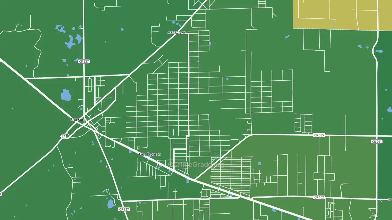 East Bronson, FL Map of Vehicle Theft Rates