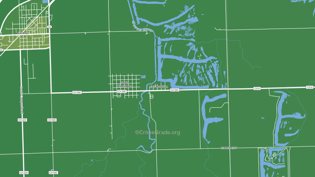 East Brooklyn, IL Map of Vehicle Theft Rates