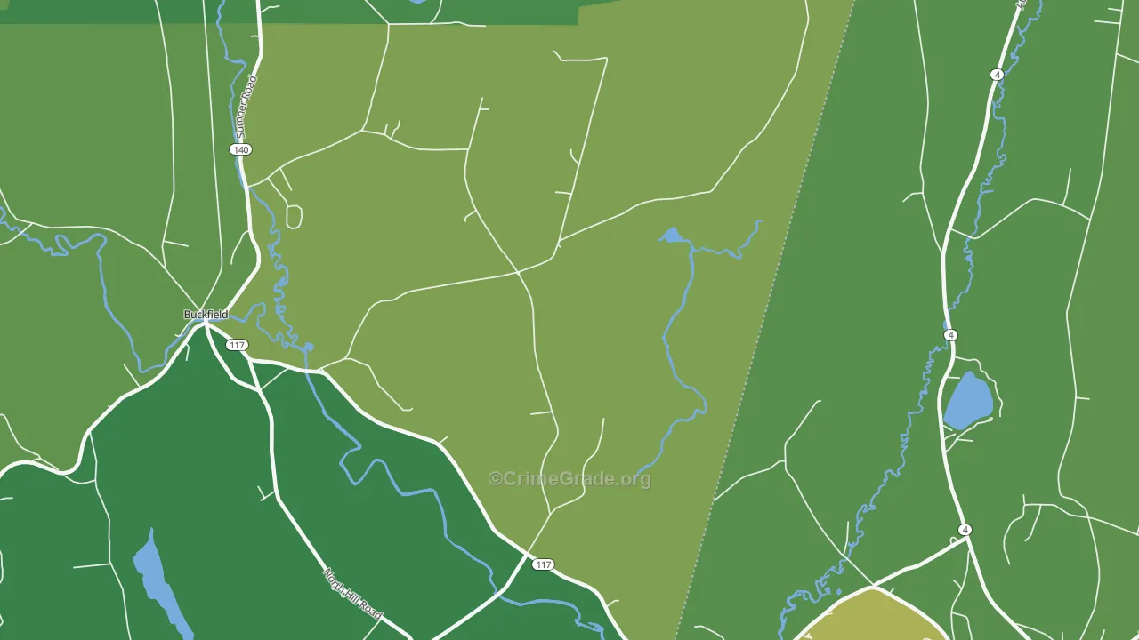 East Buckfield, ME Map of Vehicle Theft Rates