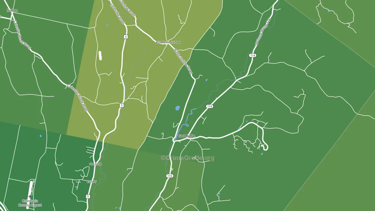 East Burke, VT Map of Vehicle Theft Rates