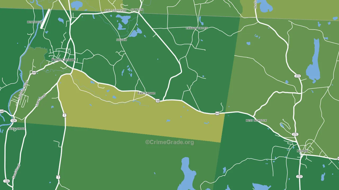 East Canaan, CT Map of Vehicle Theft Rates