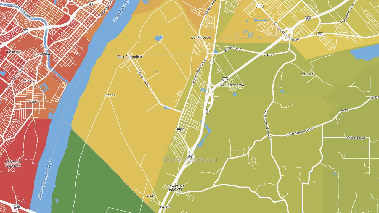 East Carondelet, IL Map of Vehicle Theft Rates