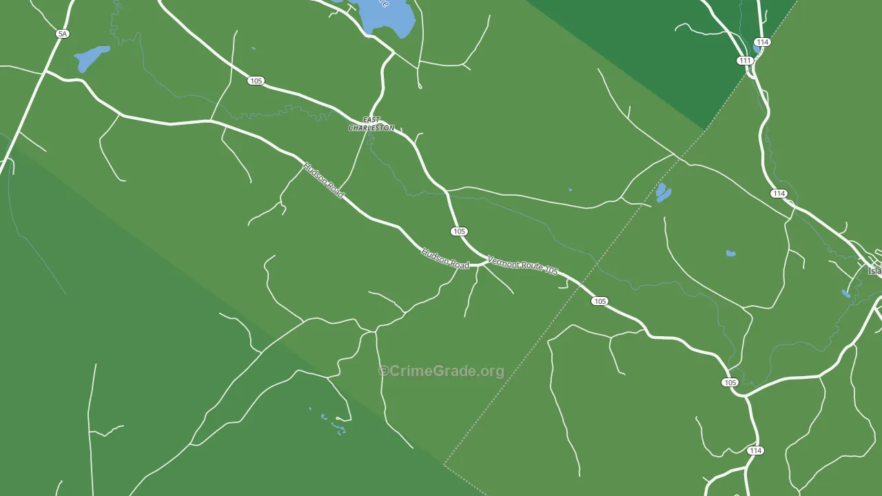 East Charleston, VT Map of Vehicle Theft Rates