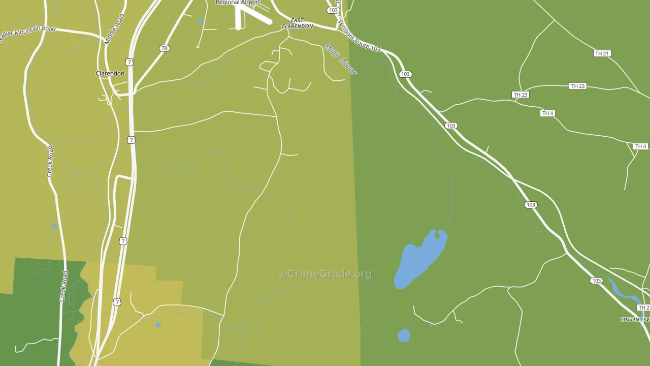 East Clarendon, VT Map of Vehicle Theft Rates