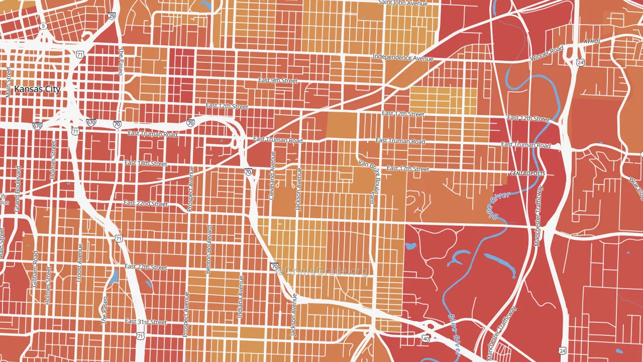 East Community Team North, Kansas City, MO Map of Vehicle Theft Rates