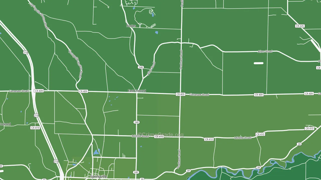 East Concord, NY Map of Vehicle Theft Rates
