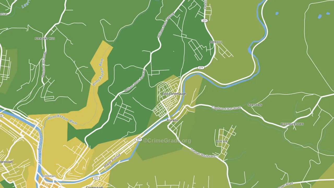 East Conemaugh, PA Map of Vehicle Theft Rates