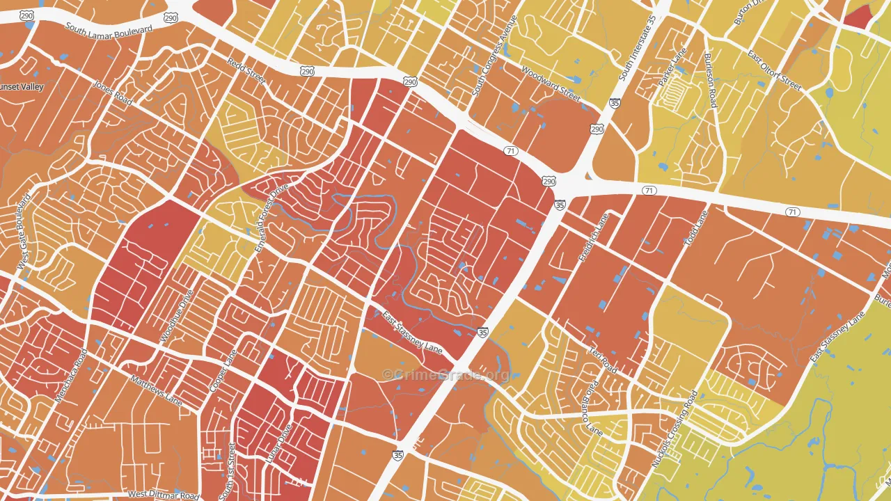 East Congress, Austin, TX Map of Vehicle Theft Rates