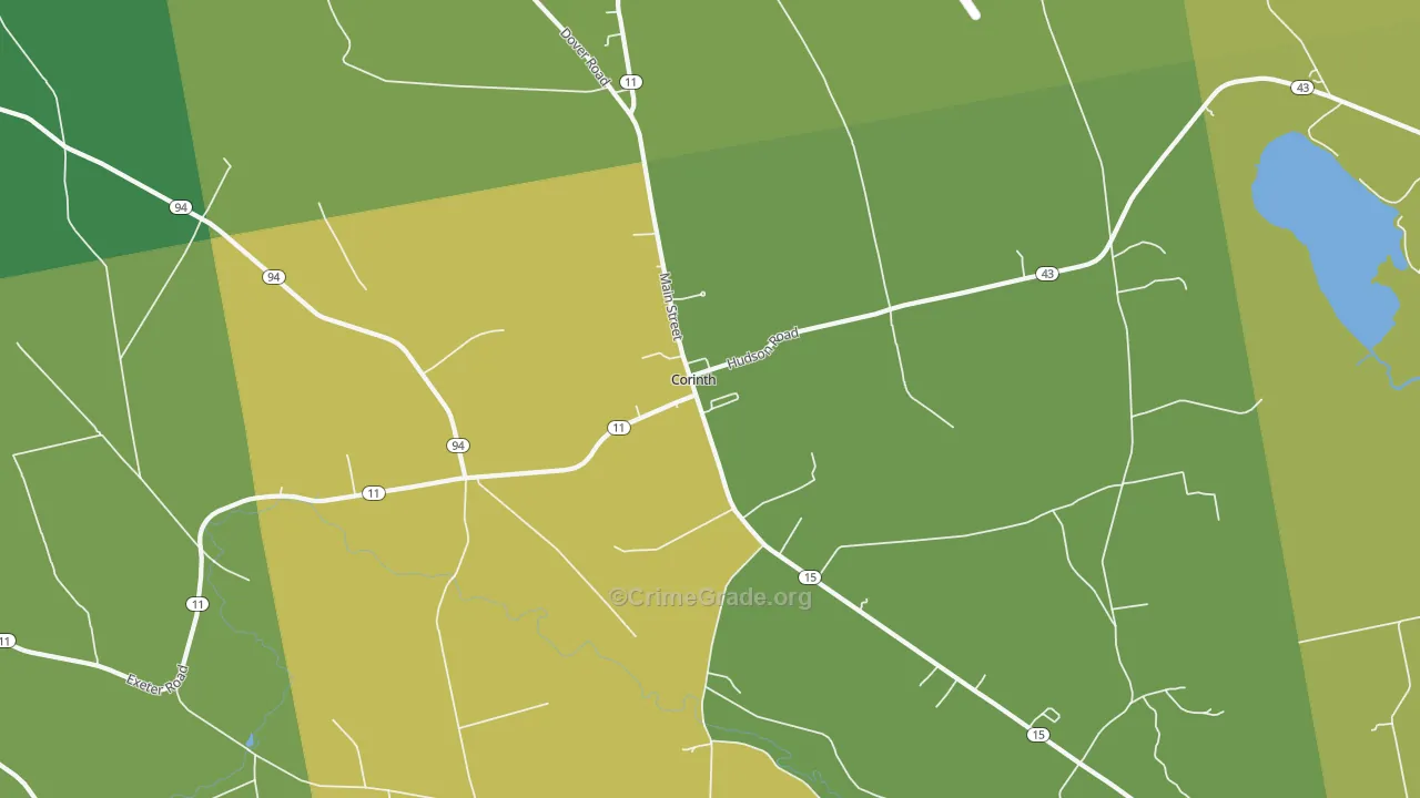 East Corinth, ME Map of Vehicle Theft Rates