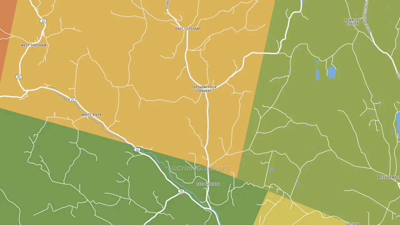 East Corinth, VT Map of Vehicle Theft Rates