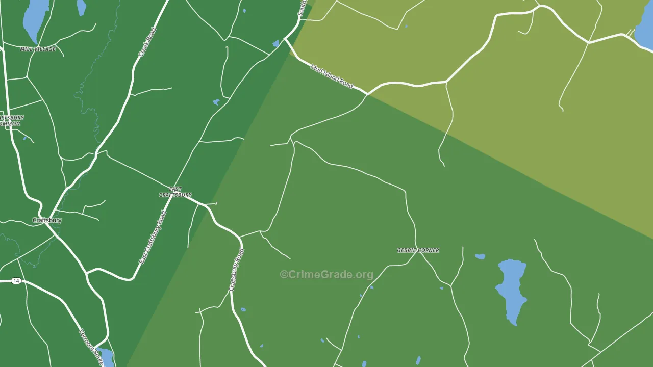 East Craftsbury, VT Map of Vehicle Theft Rates