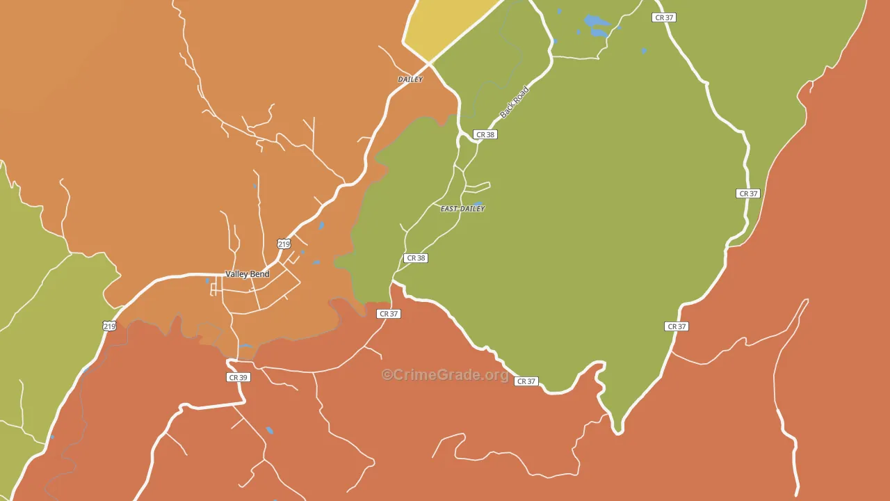 East Dailey, WV Map of Vehicle Theft Rates