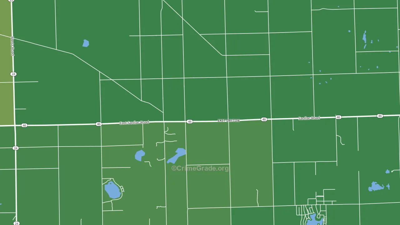 East Dayton, MI Map of Vehicle Theft Rates