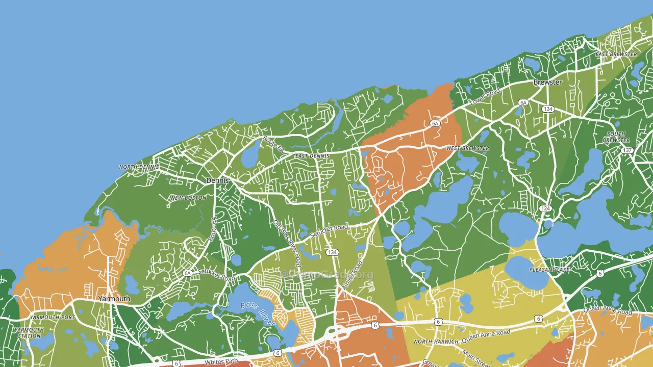 East Dennis, MA Map of Vehicle Theft Rates