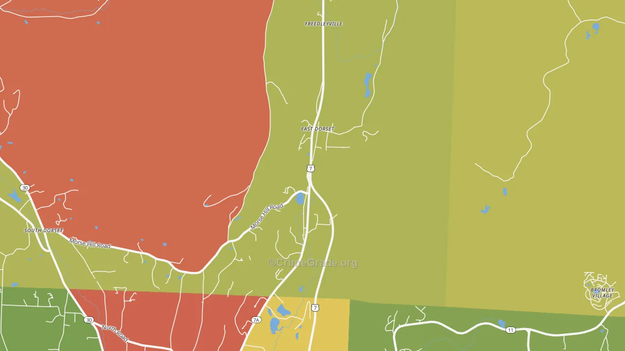 East Dorset, VT Map of Vehicle Theft Rates