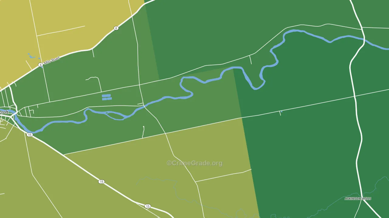 East Dover, ME Map of Vehicle Theft Rates
