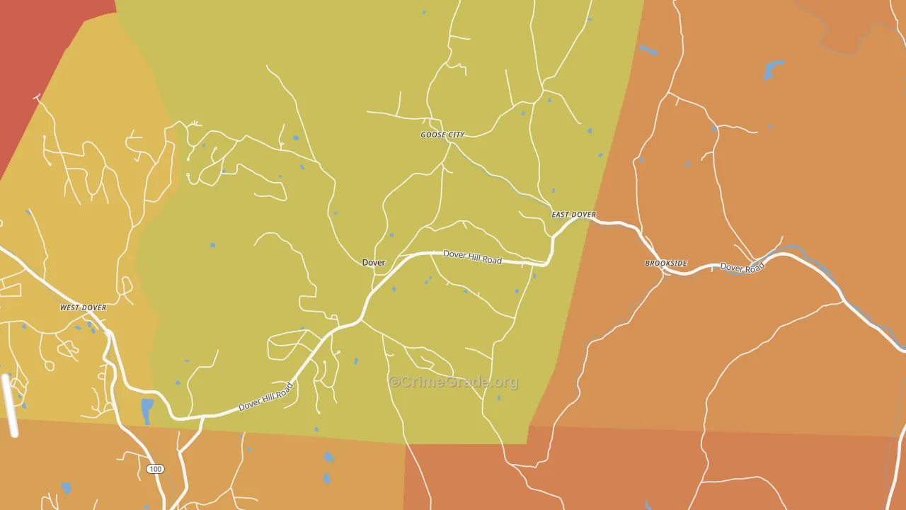 East Dover, VT Map of Vehicle Theft Rates