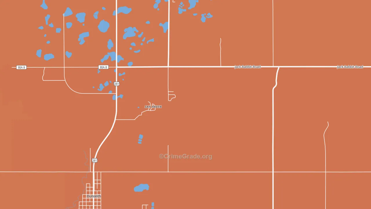 East Dunseith, ND Map of Vehicle Theft Rates