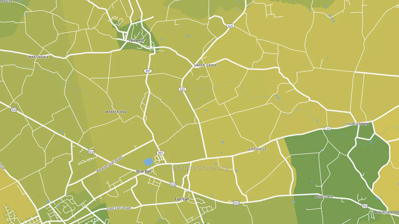 East Earl, PA Map of Vehicle Theft Rates