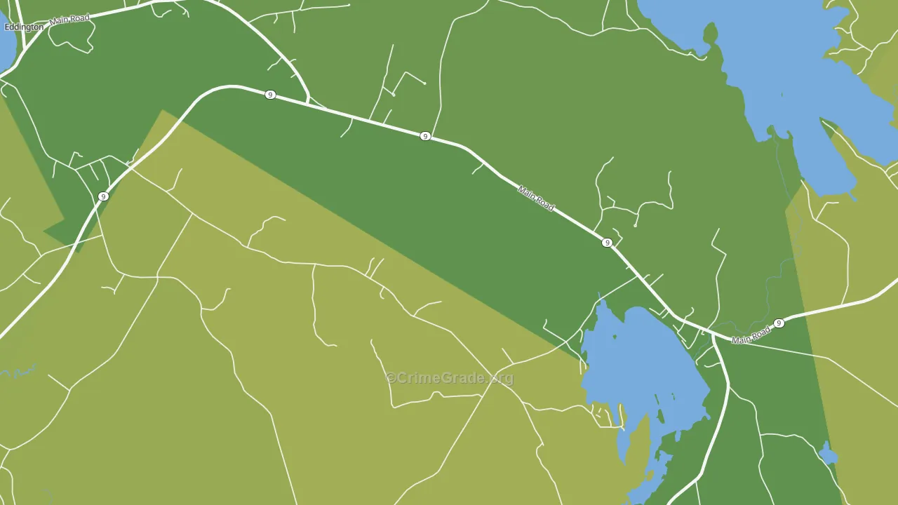 East Eddington, ME Map of Vehicle Theft Rates
