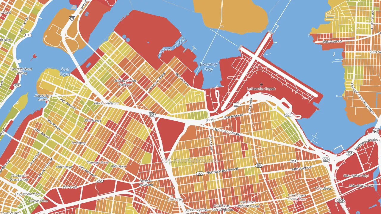 East Elmhurst, Queens, NY Map of Vehicle Theft Rates