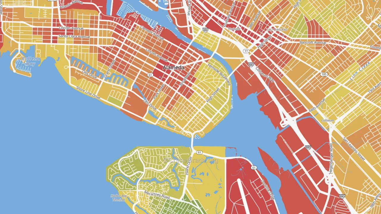 East End, Alameda, CA Map of Vehicle Theft Rates