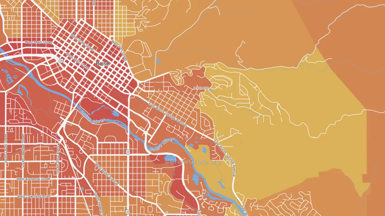East End, Boise, ID Map of Vehicle Theft Rates