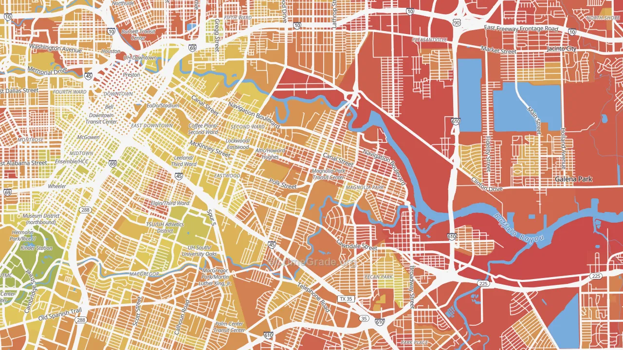 East End, Houston, TX Map of Vehicle Theft Rates