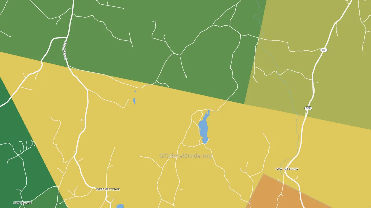 East Fairfield, VT Map of Vehicle Theft Rates