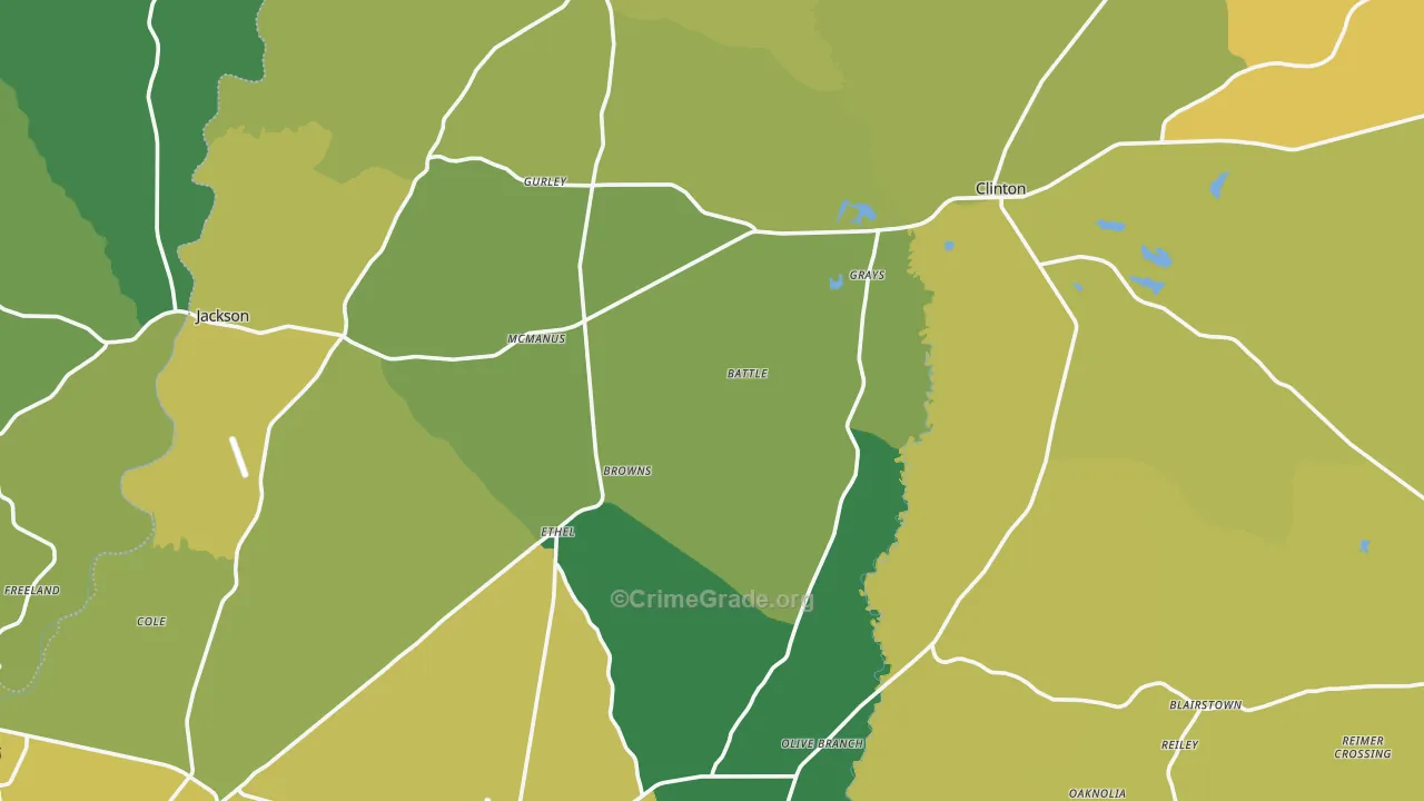 East Feliciana Parish, LA Map of Vehicle Theft Rates