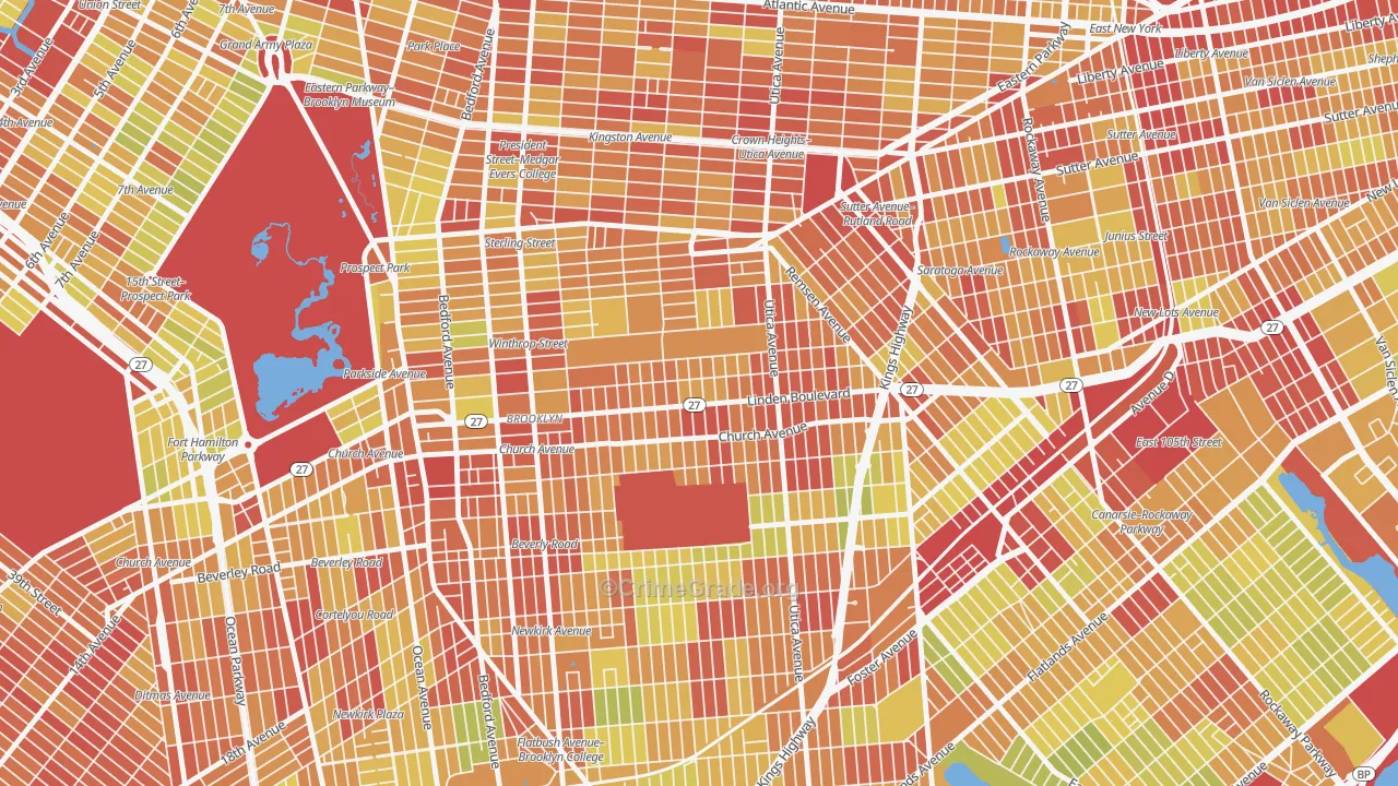 East Flatbush, Brooklyn, NY Map of Vehicle Theft Rates