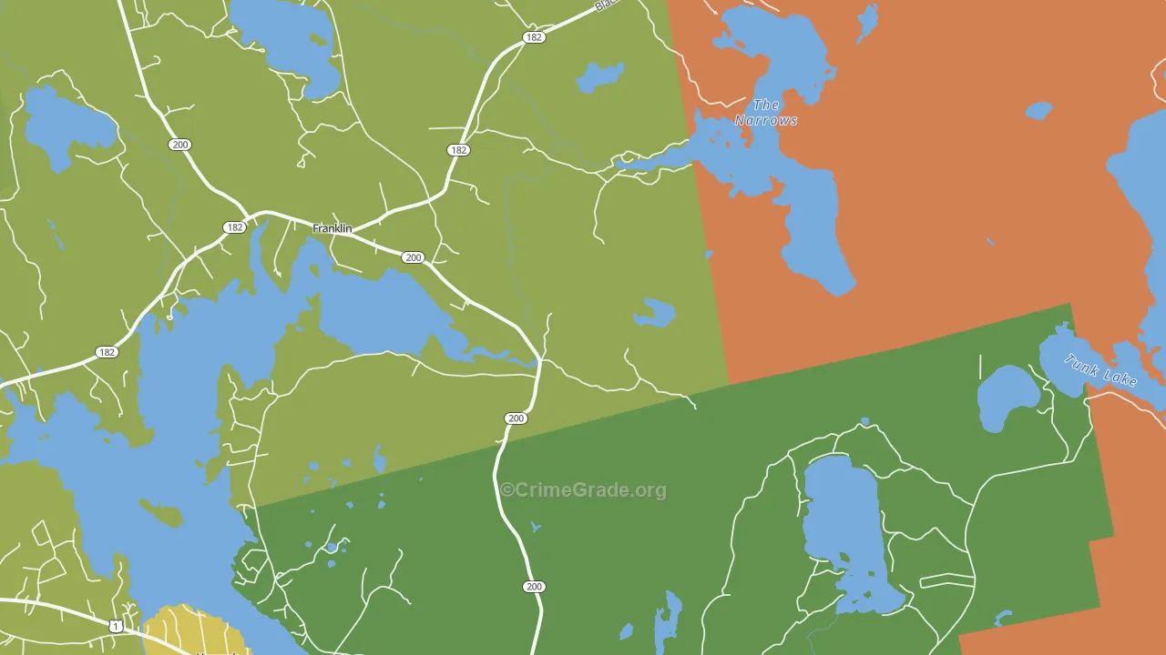 East Franklin, ME Map of Vehicle Theft Rates