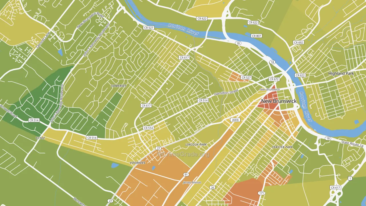 East Franklin, NJ Map of Vehicle Theft Rates